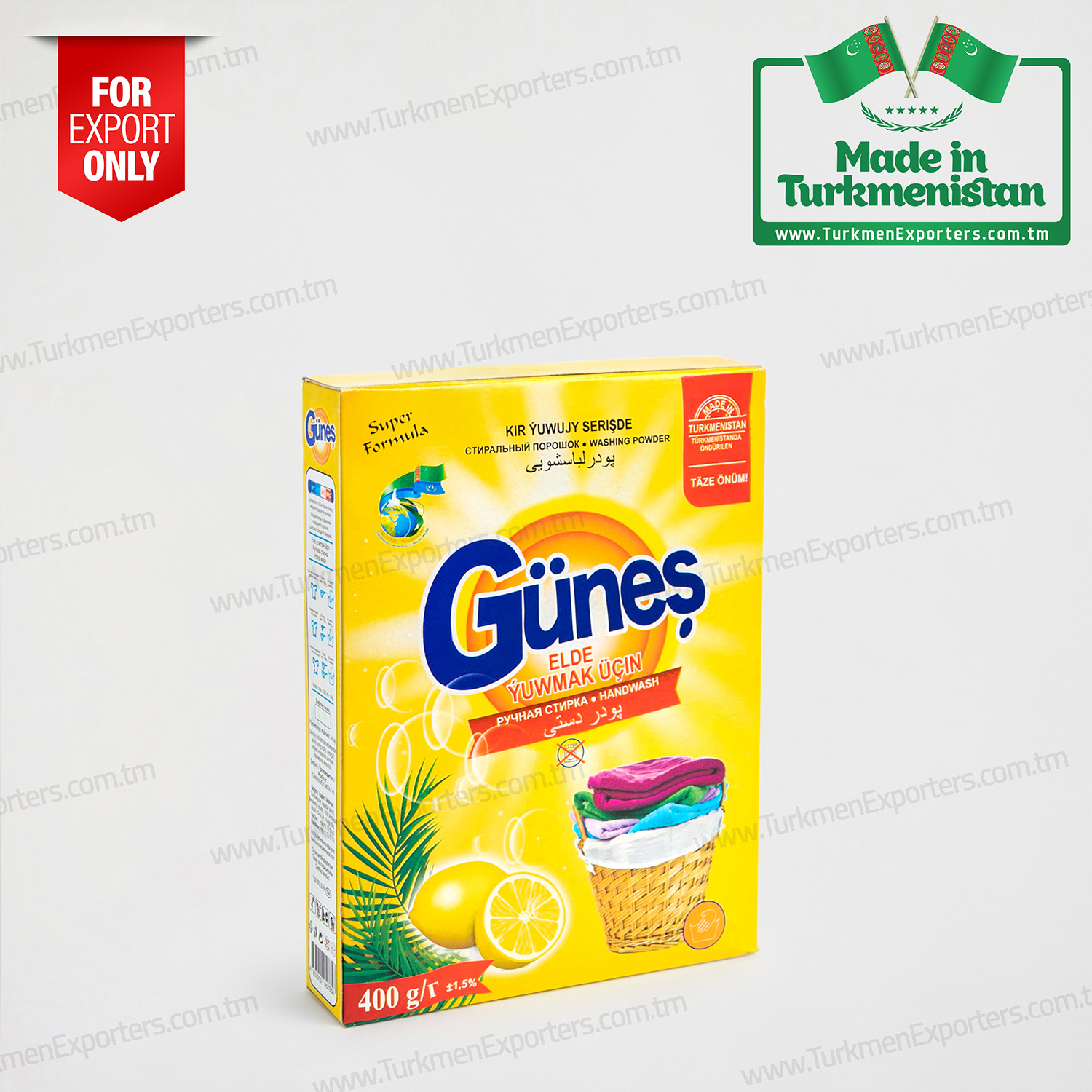 Limon aromalı elde yıkama toz deterjanı Güneş 400gr | Türkmen Berk Metal özel şirketi