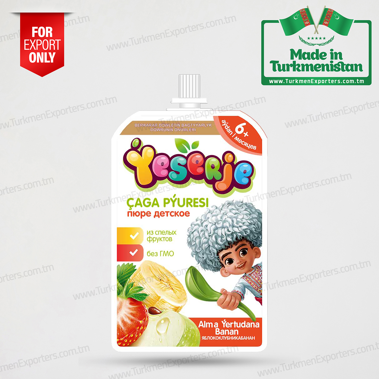 Elma, çilek & banan bebek püresi Yeserje 90gr | Parahat özel şirketi