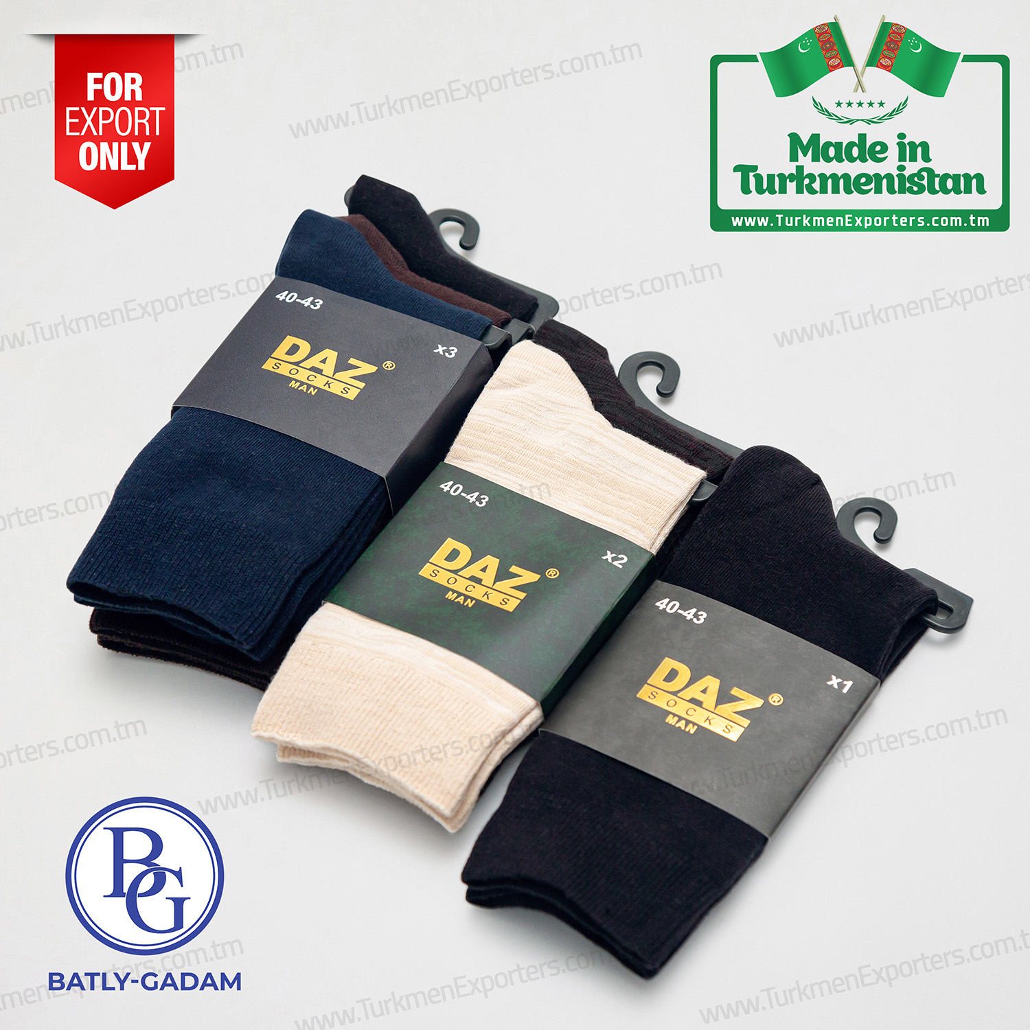 Socks for men in Turkmenistan wholesale for export  | Batly Gadam individual enterprise