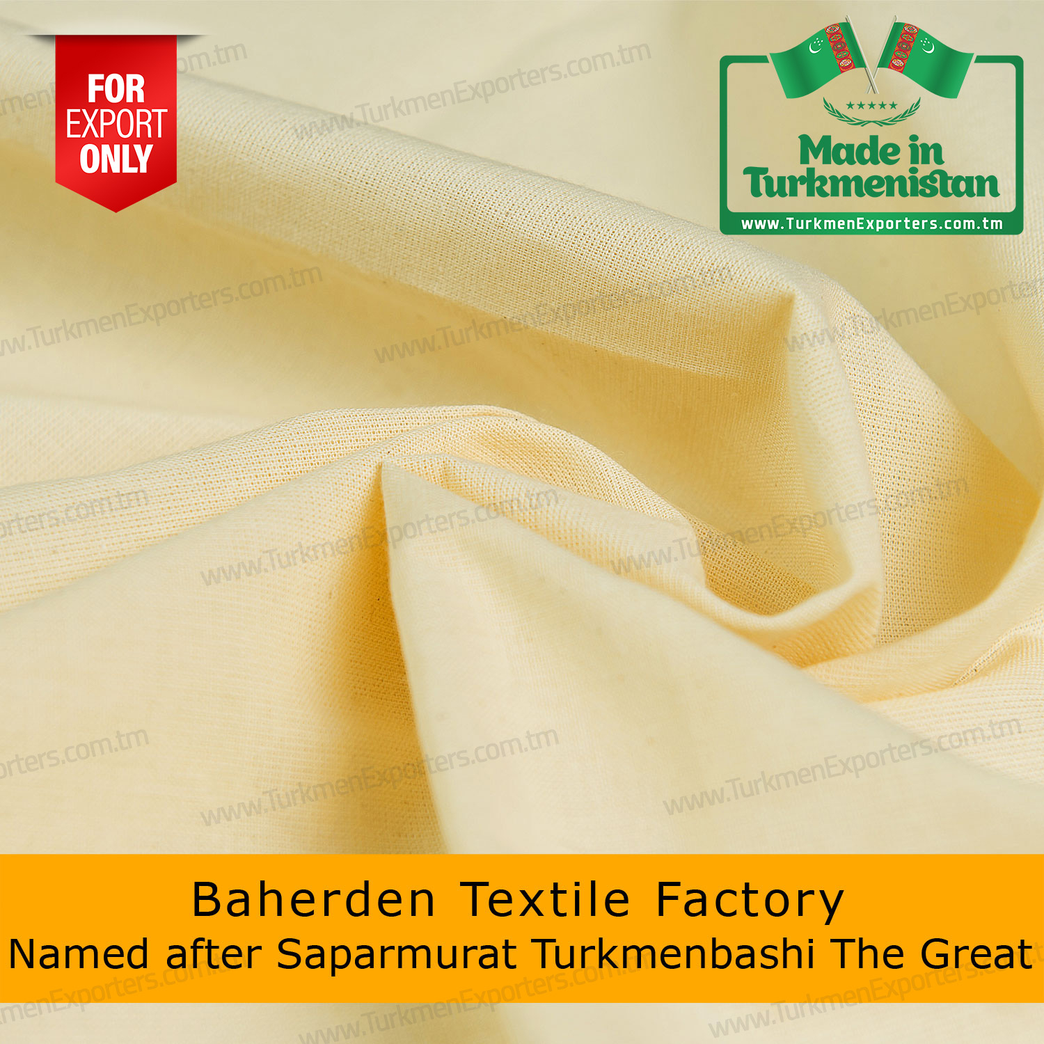 Flannel raw cotton fabric | Baherden textile factory named after Saparmurat Turkmenbashi the great