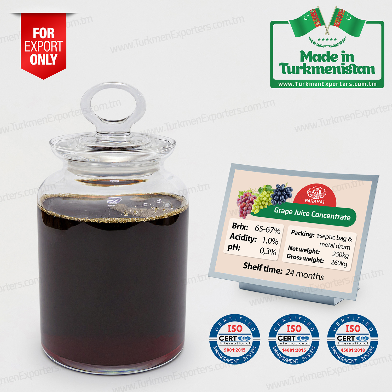 Grape juice concentrate BRIX 65-67% | Parahat fruit puree concentrates factory