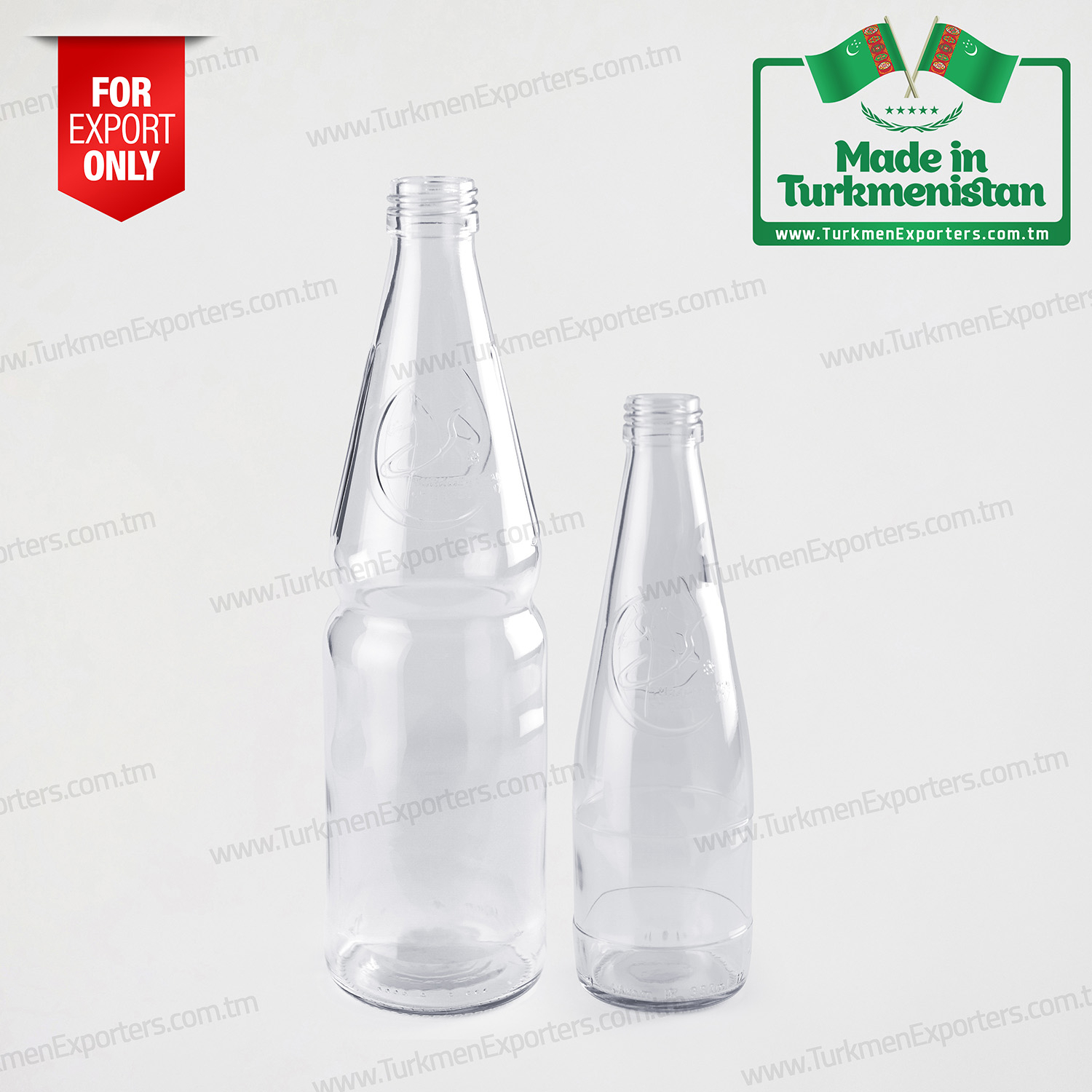 Бутылки стеклянные для безалкогольных напитков Произведено в Туркменистане | Предприятие Туркмен Айна Онумлери