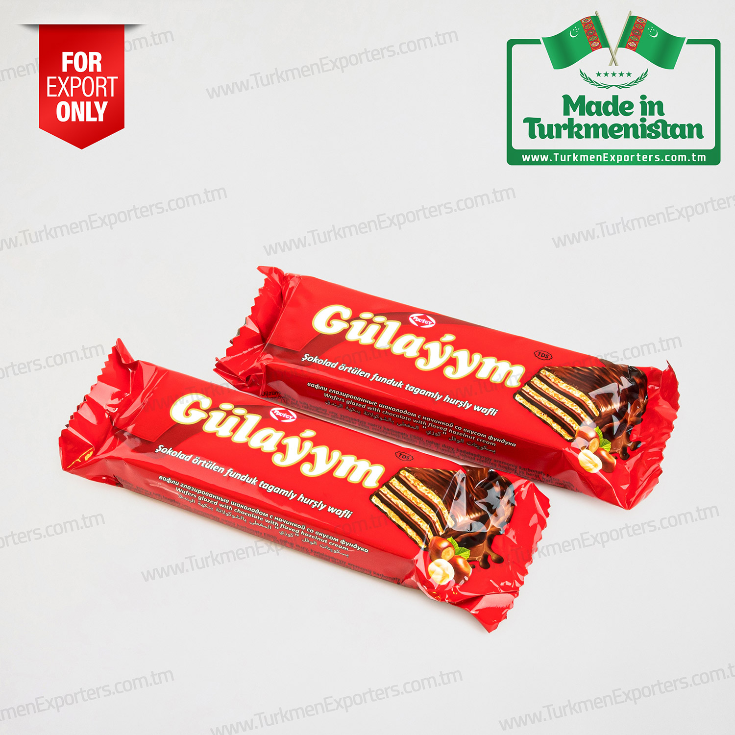 Gülaýym wafers glazed with chocolate hazelnut flavored filling | Duygy Confectionery Factory