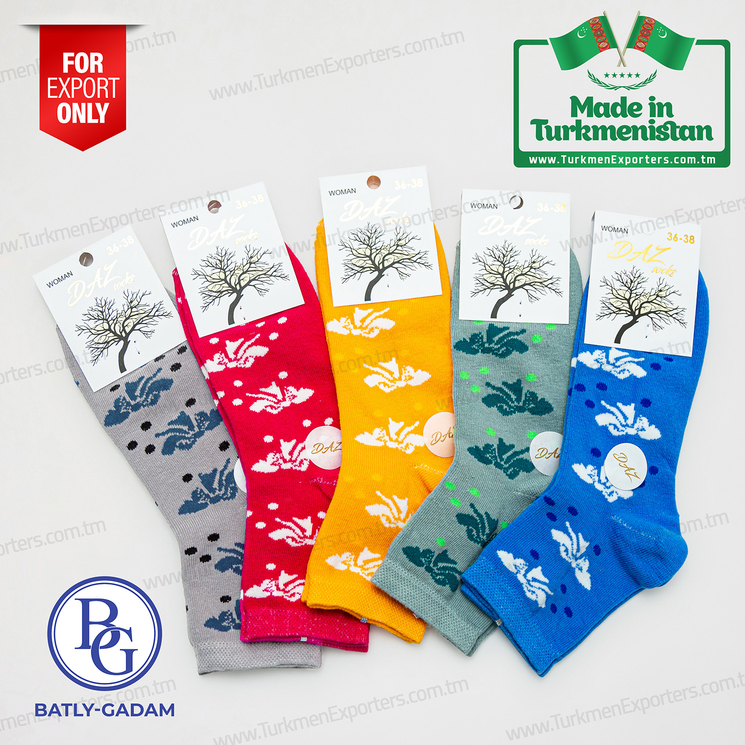Socks for women in Turkmenistan wholesale for export | Batly Gadam individual enterprise
