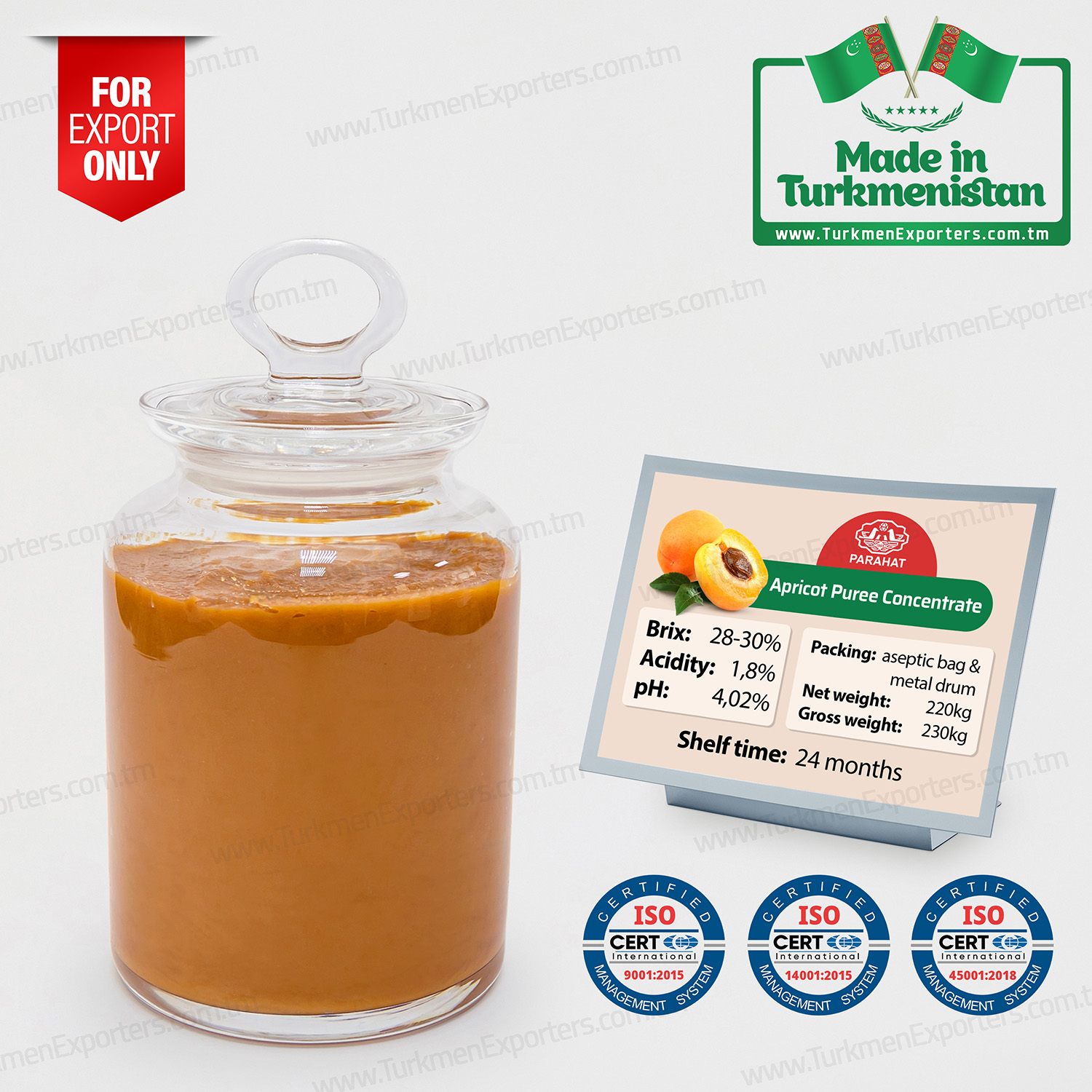 Apricot puree concentrate BRIX 28-30% | Parahat fruit puree concentrates factory
