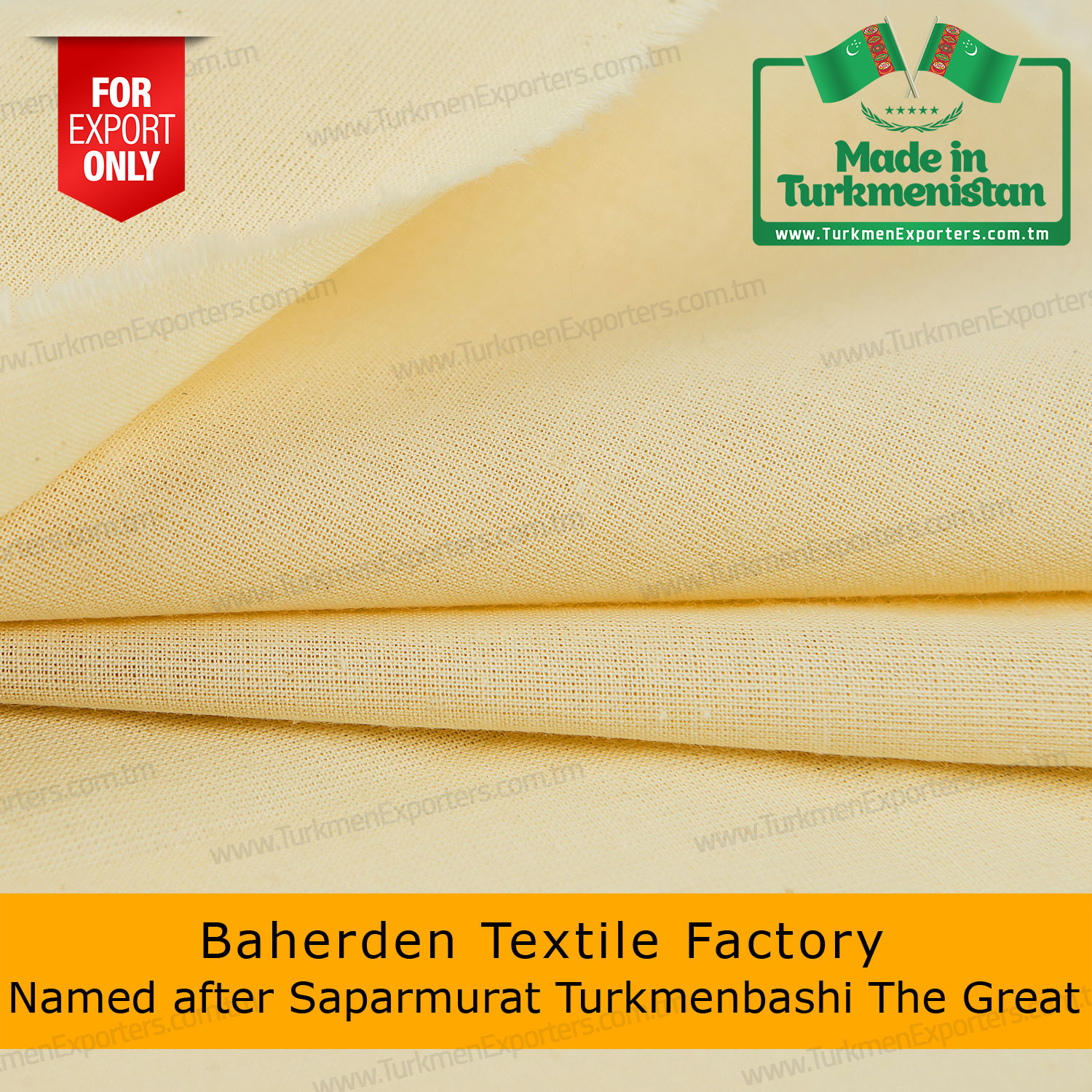 Cretonne raw cotton fabric | Baherden textile factory named after Saparmurat Turkmenbashi the great